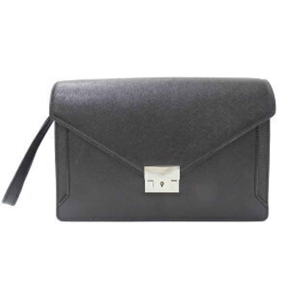 Burberry Clutch Bag Shoulder Leather Black Business - Picture 1 of 8